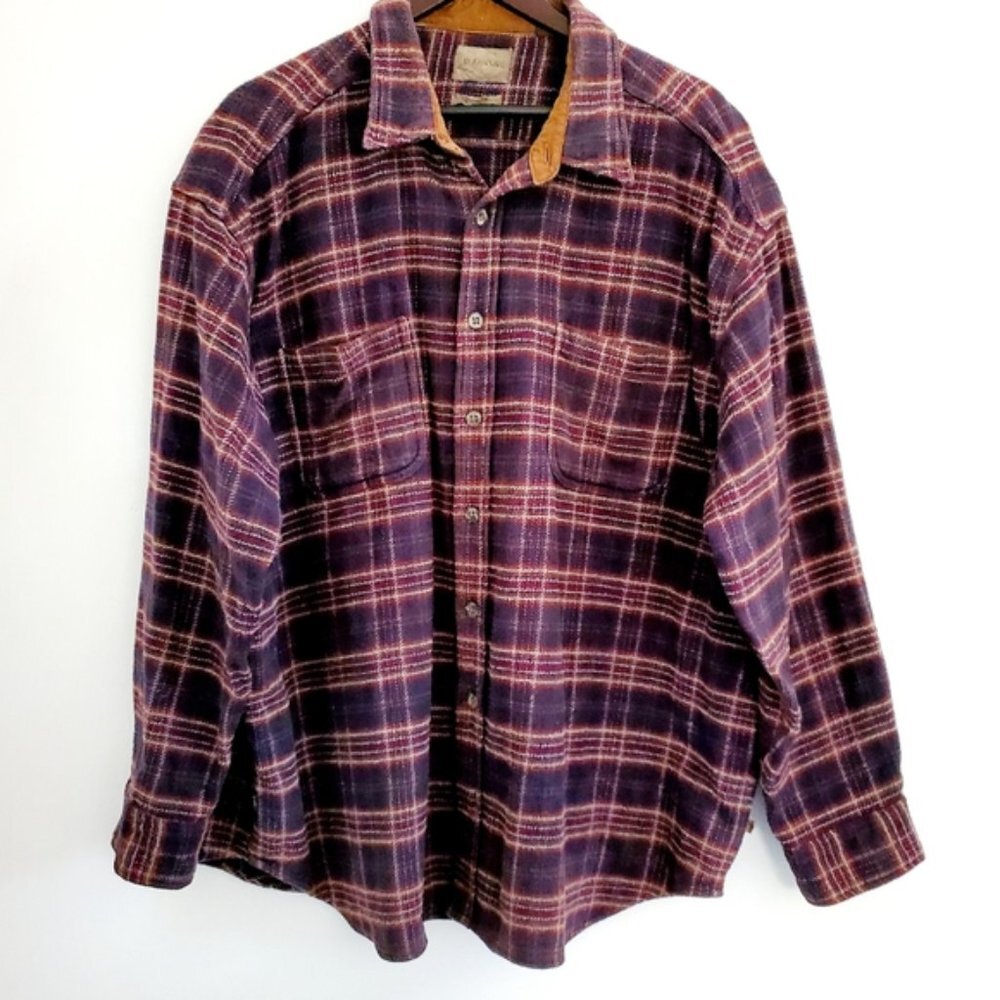 ST. John's Bay XXL Red Plaid Button-up Cotton Long Sleeve Work Shacket